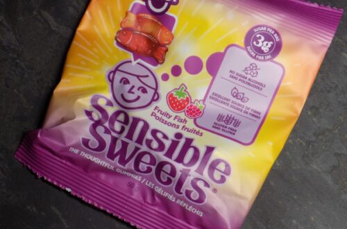 Packaging of Huer Sensible Sweets Fruity Fish low calorie candy