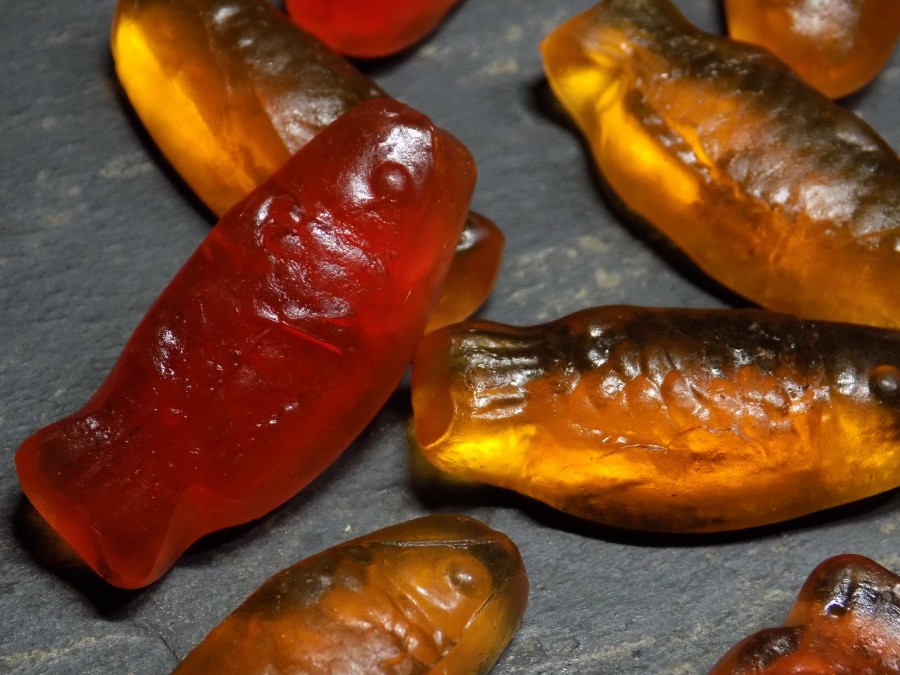 Close up of Huer Fruity Fish from the Sensible Sweets line